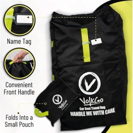 V VOLKGO Car Seat Travel Bag For Airplane with Padded Backpack Shoulder Straps, Gate Check Bag, Car Seat Bags for Air Travel Carseat Travel Cover, Carseat Travel Bag Cover for Airplane Travel