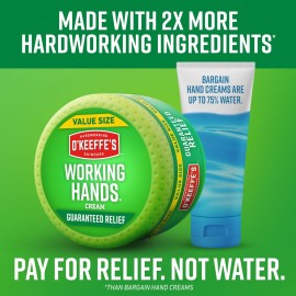 O\'Keeffe\'s Working Hands Hand Cream for Extreme Dryness - 6.8 oz Value Size Jar (12 Pack) - Repairing Skincare for Cracked, Dry Hands
