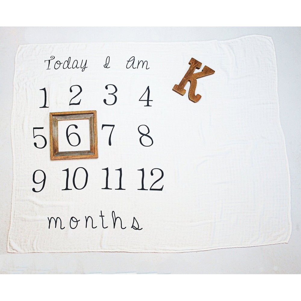 Kiddo Kind Baby Milestone Blanket - 52 x 48 - Makes Unique Photo Props for Babies - Extra Large Monthly Age Blankets Create Personalized Photography for Each Month - Perfect for Expecting Moms