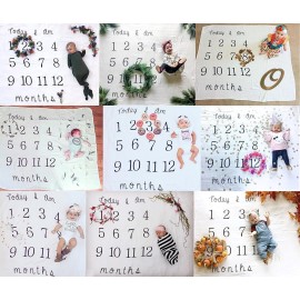 Kiddo Kind Baby Milestone Blanket - 52 x 48 - Makes Unique Photo Props for Babies - Extra Large Monthly Age Blankets Create Personalized Photography for Each Month - Perfect for Expecting Moms