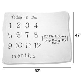 Kiddo Kind Baby Milestone Blanket - 52 x 48 - Makes Unique Photo Props for Babies - Extra Large Monthly Age Blankets Create Personalized Photography for Each Month - Perfect for Expecting Moms