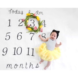 Kiddo Kind Baby Milestone Blanket - 52 x 48 - Makes Unique Photo Props for Babies - Extra Large Monthly Age Blankets Create Personalized Photography for Each Month - Perfect for Expecting Moms