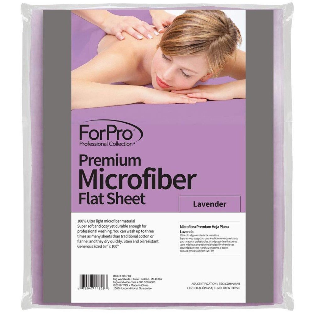 ForPro Professional Collection Premium Microfiber Flat Sheet for Massage Tables, Ultra-Light, Stain and Wrinkle-Resistant, 63 W x 100 L, Lavender ForPro Professional Collection Premium Microfiber Flat Sheet for Massage Tables, Ultra-Light, Stain and Wrinkle-Resistant, 63 W x 100 L, Lavender