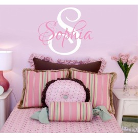 Nursery Custom Name Wall Decal Sticker, 23 W by 20 H, Girl Name Wall Decor, Personalized Bedroom Decal, Plus Free White Hello Door Decal