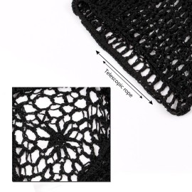 Yes!Fresh Women\'s Mesh Hair Snood Hat - 6 Pieces Soft Rayon Fashion Headbands, Crocheted Sleeping Hairnets for Long and Short Hair, Black