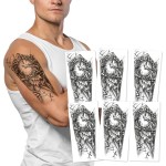 6-Sheet Cross Clock Arm Temporary Tattoos for Men Women - Mysterious Fake Tattoo Stickers for Halloween Cosplay and Party Costume