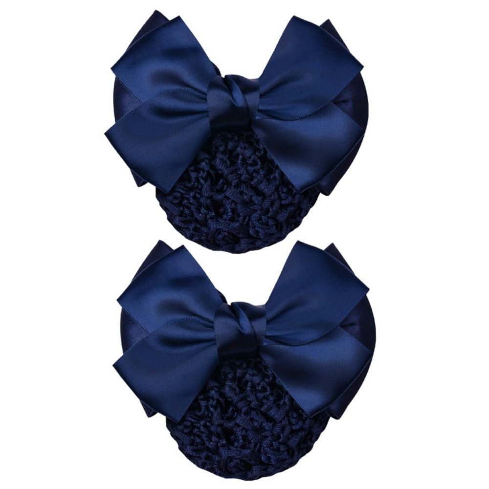 AKOAK 2 Pcs Blue Bowknot Decor Snood Net Barrette Hair Clip Bun Cover AKOAK 2 Pcs Blue Bowknot Decor Snood Net Barrette Hair Clip Bun Cover