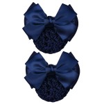 AKOAK 2 Pcs Blue Bowknot Decor Snood Net Barrette Hair Clip Bun Cover