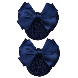 AKOAK 2 Pcs Blue Bowknot Decor Snood Net Barrette Hair Clip Bun Cover AKOAK 2 Pcs Blue Bowknot Decor Snood Net Barrette Hair Clip Bun Cover
