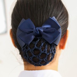 AKOAK 2 Pcs Blue Bowknot Decor Snood Net Barrette Hair Clip Bun Cover AKOAK 2 Pcs Blue Bowknot Decor Snood Net Barrette Hair Clip Bun Cover