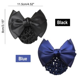 AKOAK 2 Pcs Blue Bowknot Decor Snood Net Barrette Hair Clip Bun Cover AKOAK 2 Pcs Blue Bowknot Decor Snood Net Barrette Hair Clip Bun Cover