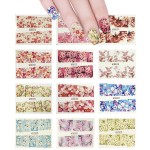 ALLYDREW 12 Sheets Blossoms Flower Water Slide Nail Art Nail Decals Water Transfer Nail Art