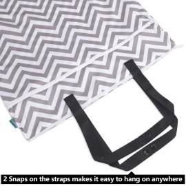 Teamoy Travel Hanging Wet Dry Bag(24.7 x 18 inches) for Cloth Diapers Organizer Tote Bag (L, Beige Chevron)