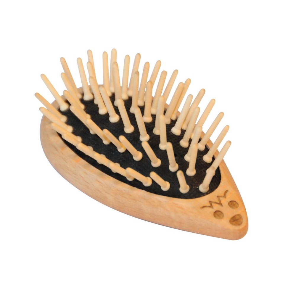 Redecker Waxed Beechwood Hedgehog-Shaped Hairbrush with Maple Pins, 3-7/8-Inches