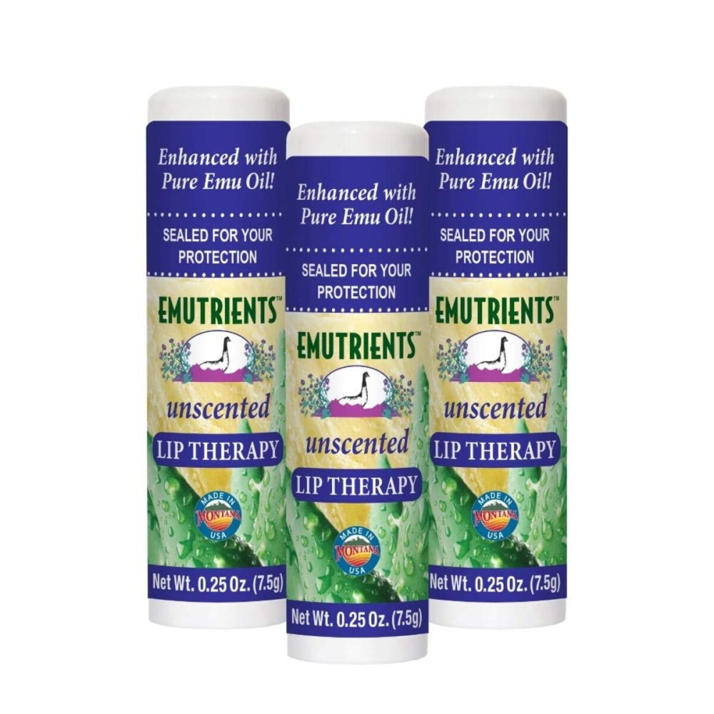Montana Emu Ranch - Lip Therapy Lip Balm - 0.25 Ounce - Unscented - 3 Pack - Made with Pure Emu Oil Montana Emu Ranch - Lip Therapy Lip Balm - 0.25 Ounce - Unscented - 3 Pack - Made with Pure Emu Oil