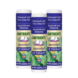 Montana Emu Ranch - Lip Therapy Lip Balm - 0.25 Ounce - Unscented - 3 Pack - Made with Pure Emu Oil Montana Emu Ranch - Lip Therapy Lip Balm - 0.25 Ounce - Unscented - 3 Pack - Made with Pure Emu Oil