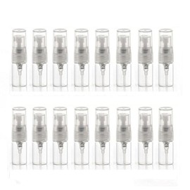Elfenstall- 20pcs Mini Clear 2ml 5/8 Dram Fine Mist Atomizer Vial Glass Bottle Spray Refillable Perfume Empty Sample Bottle with Clean Cloth Free Pipette for Travel Party