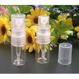 Elfenstall- 20pcs Mini Clear 2ml 5/8 Dram Fine Mist Atomizer Vial Glass Bottle Spray Refillable Perfume Empty Sample Bottle with Clean Cloth Free Pipette for Travel Party