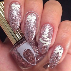 Whats Up Nails - Ribbon Tree Vinyl Stencils for Christmas Nail Art Design (1 Sheet, 20 Stencils)