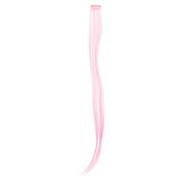 SWACC 12 Pcs Straight One Color Party Highlights Clip on in Hair Extensions Colored Hair Streak Synthetic Hairpieces (Pink)