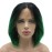 Lushy Straight Short Silky Dark Root Green Ombre Wig Heat Rsistant Heavy Density Synthetic Lace Front Wig