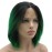 Lushy Straight Short Silky Dark Root Green Ombre Wig Heat Rsistant Heavy Density Synthetic Lace Front Wig