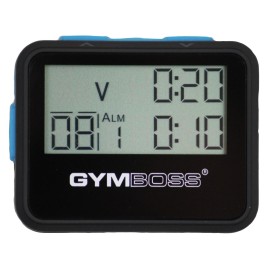 Gymboss Interval Timer and Stopwatch and Watchstrap - Bundle (Black w/Blue Buttons, One Size Fits All)