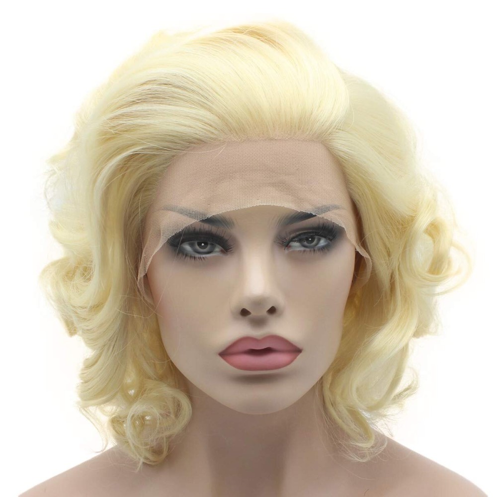 Lushy Wavy Short Light Blonde Wig Heavy Density Heat Resistant Synthetic Lace Front Wig Lushy Wavy Short Light Blonde Wig Heavy Density Heat Resistant Synthetic Lace Front Wig