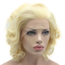 Lushy Wavy Short Light Blonde Wig Heavy Density Heat Resistant Synthetic Lace Front Wig Lushy Wavy Short Light Blonde Wig Heavy Density Heat Resistant Synthetic Lace Front Wig