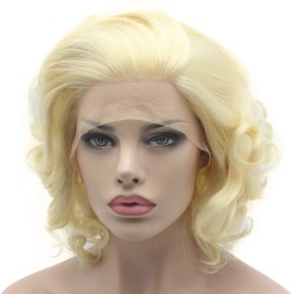 Lushy Wavy Short Light Blonde Wig Heavy Density Heat Resistant Synthetic Lace Front Wig Lushy Wavy Short Light Blonde Wig Heavy Density Heat Resistant Synthetic Lace Front Wig