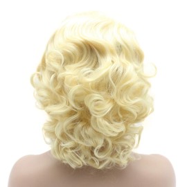 Lushy Wavy Short Light Blonde Wig Heavy Density Heat Resistant Synthetic Lace Front Wig Lushy Wavy Short Light Blonde Wig Heavy Density Heat Resistant Synthetic Lace Front Wig