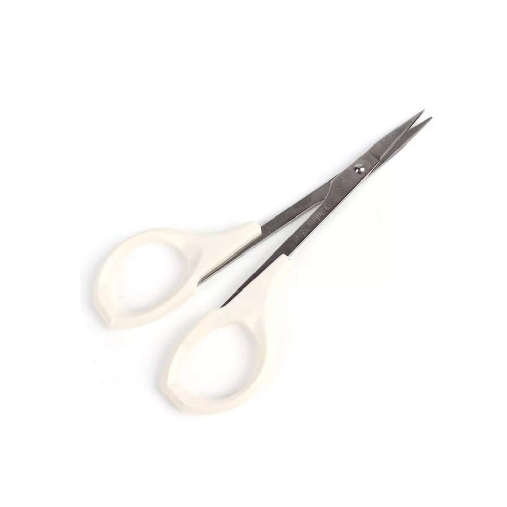 EMILYSTORES Eyebrow Scissor 4 Inch Trimming Manicure Lash Scissors for Multi-Purpose Cuticle Pedicure Beauty Grooming Kit for Nail, Eyelash, Dry Skin, Striaght Blade (White_Straight)