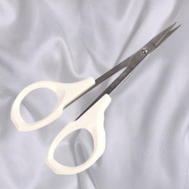 EMILYSTORES Eyebrow Scissor 4 Inch Trimming Manicure Lash Scissors for Multi-Purpose Cuticle Pedicure Beauty Grooming Kit for Nail, Eyelash, Dry Skin, Striaght Blade (White_Straight)