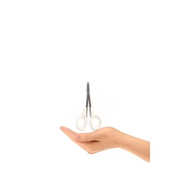 EMILYSTORES Eyebrow Scissor 4 Inch Trimming Manicure Lash Scissors for Multi-Purpose Cuticle Pedicure Beauty Grooming Kit for Nail, Eyelash, Dry Skin, Striaght Blade (White_Straight)