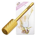 PANA Professional 3/32 Shank Size - Flat Top Large Barrel Gold Carbide Bit Coarse Grit - Nail Drill Bit for Dremel Machine
