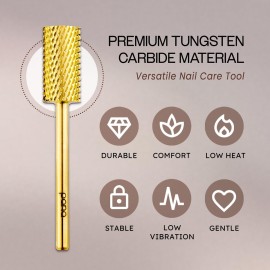 PANA Professional 3/32 Shank Size - Flat Top Large Barrel Gold Carbide Bit Coarse Grit - Nail Drill Bit for Dremel Machine