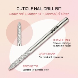Pana 3/32 Under Nail Cleaner Safety Nail Carbide Bit - for Electric Dremel Drill Machine (Coarse, Silver)