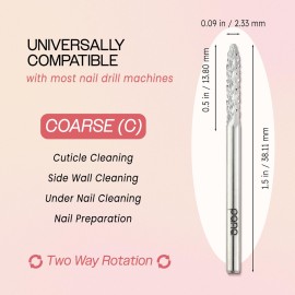 Pana 3/32 Under Nail Cleaner Safety Nail Carbide Bit - for Electric Dremel Drill Machine (Coarse, Silver)