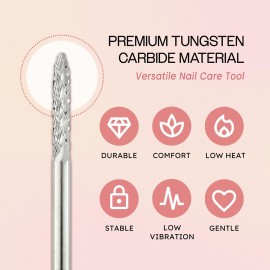 Pana 3/32 Under Nail Cleaner Safety Nail Carbide Bit - for Electric Dremel Drill Machine (Coarse, Silver)