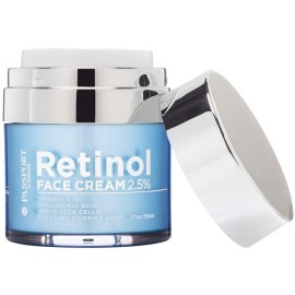 Passport to Organics Retinol 2.5% High Potency Face Cream - Anti-Aging Cream - Organic Moisturizing Cream with Vitamin C, Hyaluronic Acid & Essential Oils - Retinol Moisturizer for Dry Skin - 1.7oz