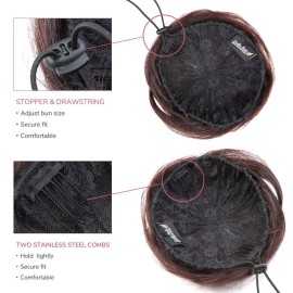 Bella Hair 100% Human Hair Bun Extension Donut Chignon Hairpieces for Both Women and Men Instant Up-Do Fake Bun Scrunchies (1B Natural Black)