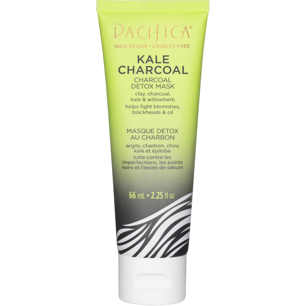 Pacifica Kale Charcoal Ultimate Detox Face Mask, Deep Pore Cleansing Clay Mask for Acne, Blackhead Removal, Blemish Control, Vegan, Purifying & Oil Control Vegan Facial Mask, 2.25 Fl Oz