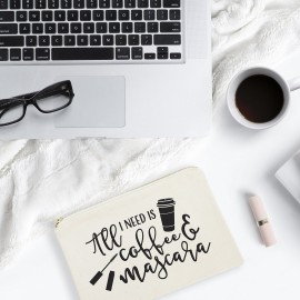 The Cotton & Canvas Co. All I Need is Coffee & Mascara Cosmetic Bag and Travel Make Up Pouch The Cotton & Canvas Co. All I Need is Coffee & Mascara Cosmetic Bag and Travel Make Up Pouch