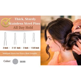 Crinkled Stainless Steel Heavy Duty Snagless Hairpins Pack of 12 Handmade Hair Pin (2 Inch)