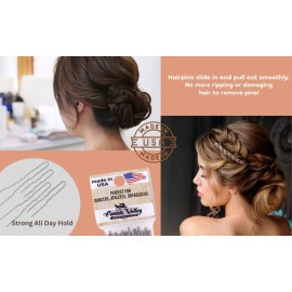 Crinkled Stainless Steel Heavy Duty Snagless Hairpins Pack of 12 Handmade Hair Pin (2 Inch)