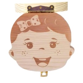 PAMBO Baby Tooth Box Keepsake for Girls,Wooden Tooth Storage And Saver Box for Lost Teeth Children,Newborn Baby Birthday And Shower Gift