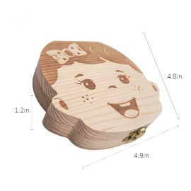 PAMBO Baby Tooth Box Keepsake for Girls,Wooden Tooth Storage And Saver Box for Lost Teeth Children,Newborn Baby Birthday And Shower Gift