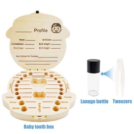 PAMBO Baby Tooth Box Keepsake for Girls,Wooden Tooth Storage And Saver Box for Lost Teeth Children,Newborn Baby Birthday And Shower Gift