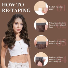 GOO GOO Tape in Hair Extensions Human Hair, 2/6/2 Balayage Dark Brown to Chestnut Brown, 18inch 50g 20pcs, Skin Weft Seamless Invisible, Silky Straight with Thick Ends, Remy Human Hair