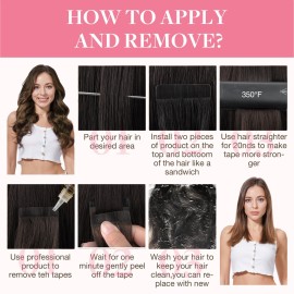 GOO GOO Tape in Hair Extensions Human Hair, 2/6/2 Balayage Dark Brown to Chestnut Brown, 18inch 50g 20pcs, Skin Weft Seamless Invisible, Silky Straight with Thick Ends, Remy Human Hair